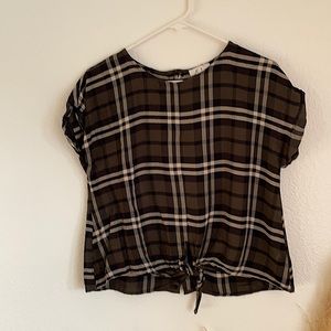 Green plaid Top